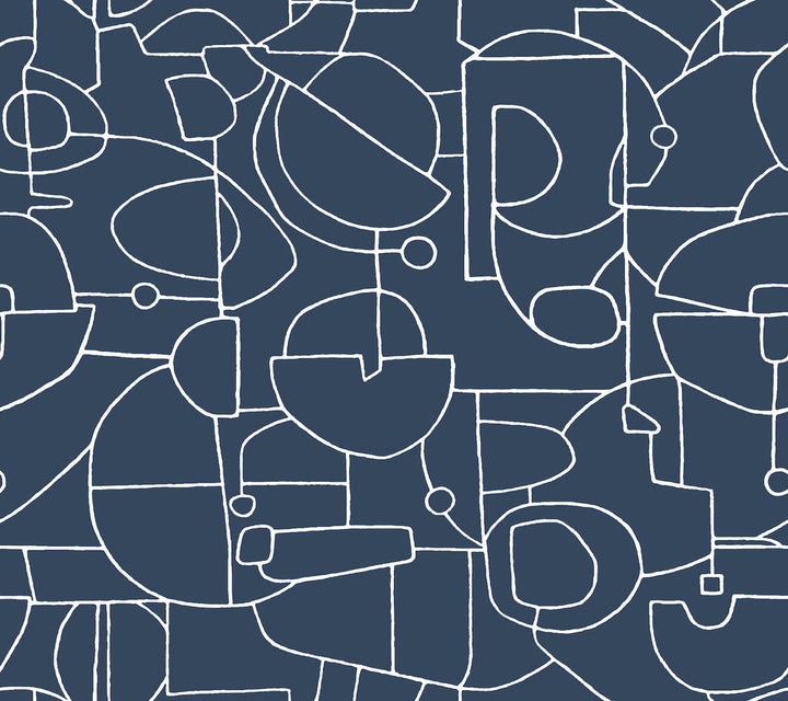 Robotics Navy Peel & Stick Wallpaper by York Wallcoverings York Premium Peel + Stick Covers about 45 square feet 27-in by 20-ft long roll Peel & Stick 24 - Fabric Carolina -