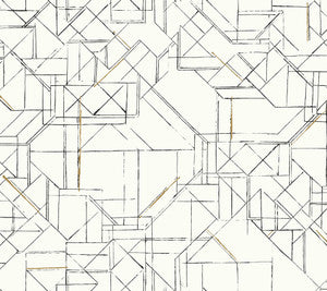 Prism Schematics Black & Gold Peel & Stick Wallpaper by York Wallcoverings