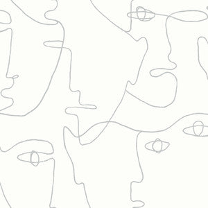 Pablo Portraits Silver Metallic Peel & Stick Wallpaper by York Wallcoverings