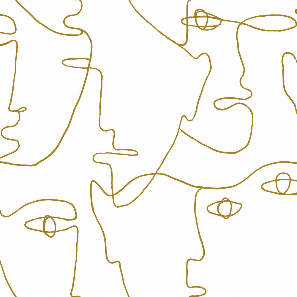 Pablo Portraits Gold Metallic Peel & Stick Wallpaper by York Wallcoverings York Premium Peel + Stick Covers about 34.2 square feet 20.5-in by 20-ft long roll Peel & Stick 20.5 - Fabric Carolina -