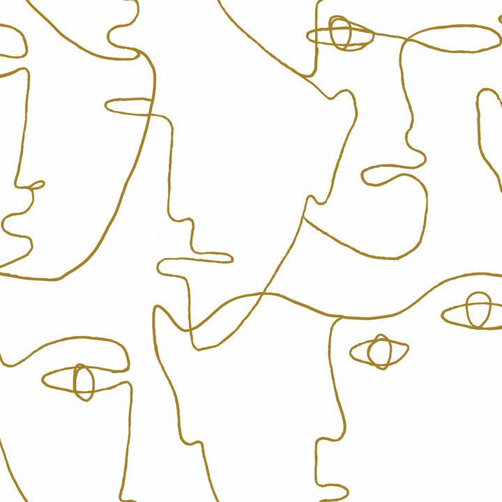 Pablo Portraits Gold Metallic Peel & Stick Wallpaper by York Wallcoverings York Premium Peel + Stick Covers about 34.2 square feet 20.5-in by 20-ft long roll Peel & Stick 20.5 - Fabric Carolina -
