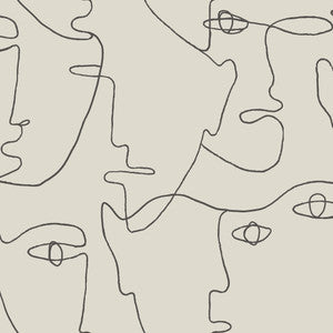 Pablo Portraits Linen & Charcoal Peel & Stick Wallpaper by York Wallcoverings