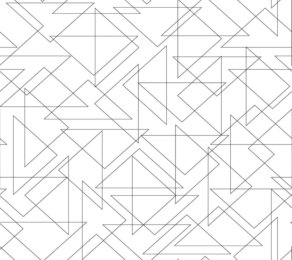Triangulation Black & White Peel & Stick Wallpaper by York Wallcoverings York Premium Peel + Stick Covers about 45 square feet 27-in by 20-ft long roll Peel & Stick 24 - Fabric Carolina -