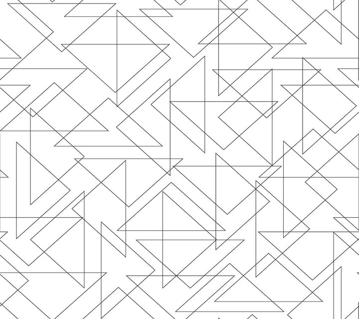 Triangulation Black & White Peel & Stick Wallpaper by York Wallcoverings York Premium Peel + Stick Covers about 45 square feet 27-in by 20-ft long roll Peel & Stick 24 - Fabric Carolina -