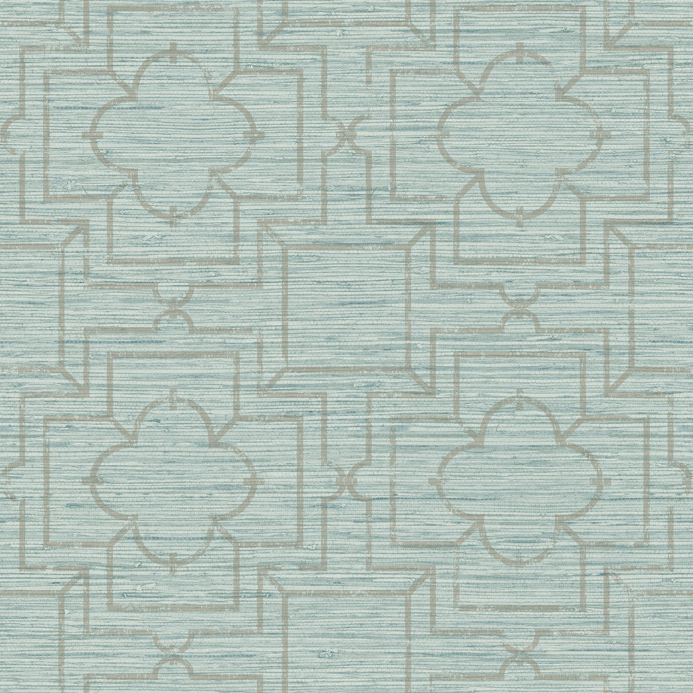 Quatrefoil Trellis Blue Peel & Stick Wallpaper by York Wallcoverings York Premium Peel + Stick Covers about 34.2 square feet 20.5-in by 20-ft long roll Peel & Stick 20.5 - Fabric Carolina -