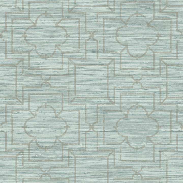 Quatrefoil Trellis Blue Peel & Stick Wallpaper by York Wallcoverings York Premium Peel + Stick Covers about 34.2 square feet 20.5-in by 20-ft long roll Peel & Stick 20.5 - Fabric Carolina -