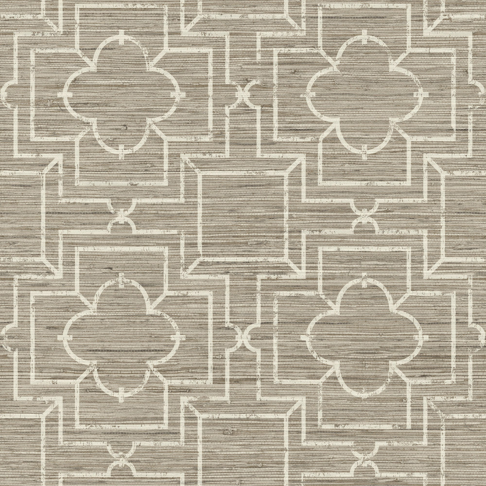 Quatrefoil Trellis Neutral Peel & Stick Wallpaper by York Wallcoverings York Premium Peel + Stick Covers about 34.2 square feet 20.5-in by 20-ft long roll Peel & Stick 20.5 - Fabric Carolina -