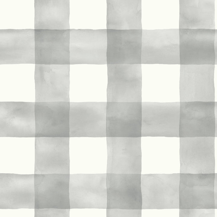 Checkmate Watercolor Plaid Grey Peel & Stick Wallpaper by York Wallcoverings York Premium Peel + Stick Covers about 34.2 square feet 20.5-in by 20-ft long roll Peel & Stick 20.5 - Fabric Carolina -