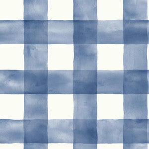 Checkmate Watercolor Plaid Blue Peel & Stick Wallpaper by York Wallcoverings