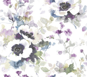 Garden Anemone Lilac & Green Peel & Stick Wallpaper by York Wallcoverings