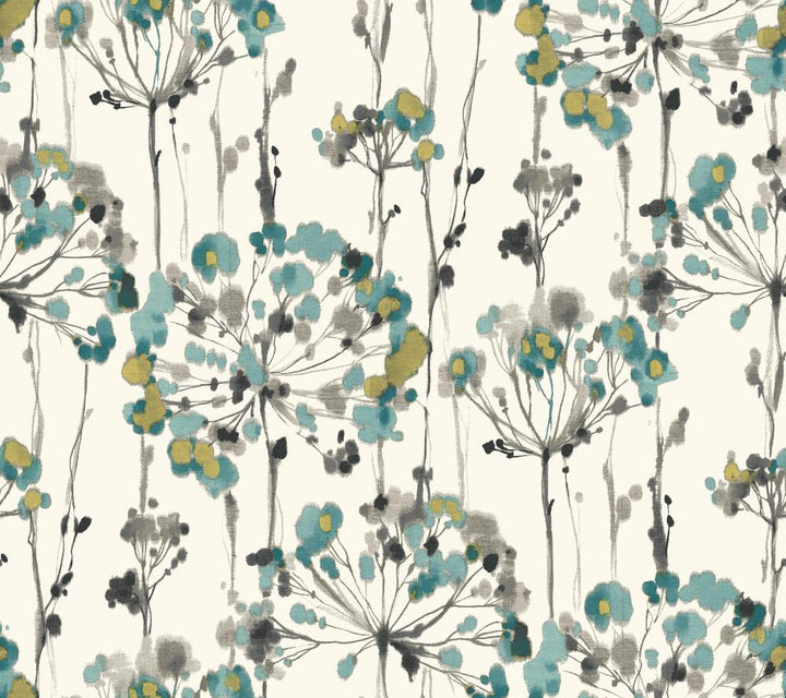 Flourish Turquoise Peel & Stick Wallpaper by Candice Olson York Premium Peel + Stick Covers about 45 square feet 27-in by 20-ft long roll Peel & Stick 24 - Fabric Carolina -