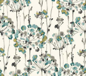 Flourish Turquoise Peel & Stick Wallpaper by Candice Olson