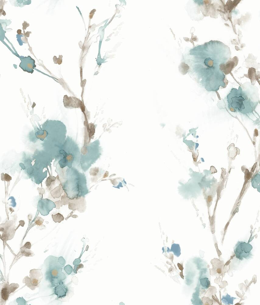 Charm Teal Peel & Stick Wallpaper by Candice Olson York Premium Peel + Stick Covers about 34.2 square feet 20.5-in by 20-ft long roll Peel & Stick 24 - Fabric Carolina -