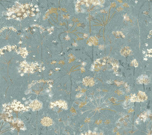 Botanical Fantasy Blue & Beige Peel & Stick Wallpaper by Candice Olson