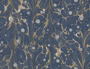 Marbled Endpaper Navy Peel & Stick Wallpaper by York Wallcoverings