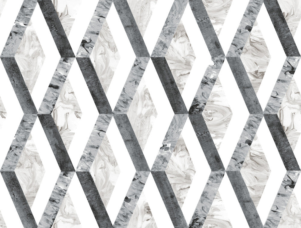 Statuary Diamond Inlay Grey Peel & Stick Wallpaper by York Wallcoverings York Premium Peel + Stick Covers about 45 square feet 27-in by 20-ft long roll Peel & Stick 20.5 - Fabric Carolina -