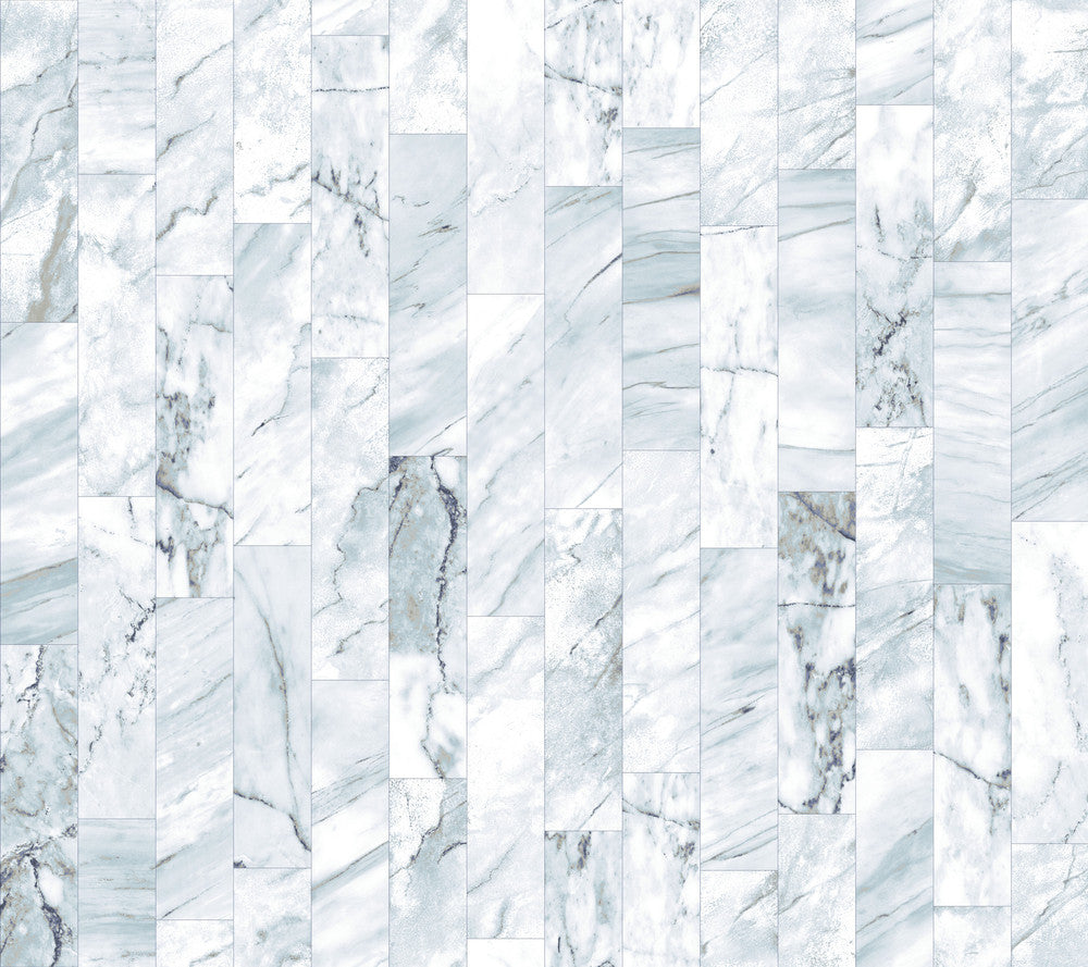 Marble Planks Light Blue Peel & Stick Wallpaper by York Wallcoverings York Premium Peel + Stick Covers about 45 square feet 27-in by 20-ft long roll Peel & Stick 24 - Fabric Carolina -