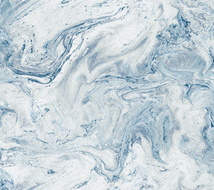 Oil & Marble Blue Peel & Stick Wallpaper by York Wallcoverings