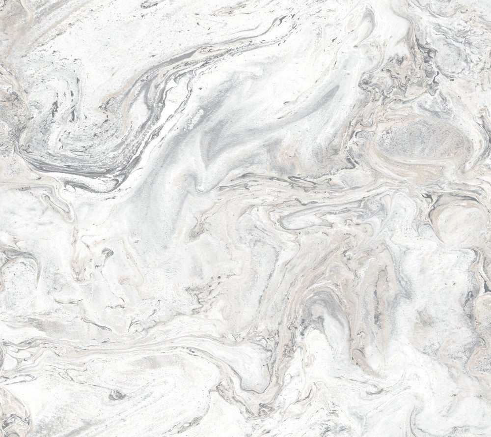 Oil & Marble White & Grey Peel & Stick Wallpaper by York Wallcoverings York Premium Peel + Stick Covers about 45 square feet 27-in by 20-ft long roll Peel & Stick 24 - Fabric Carolina -