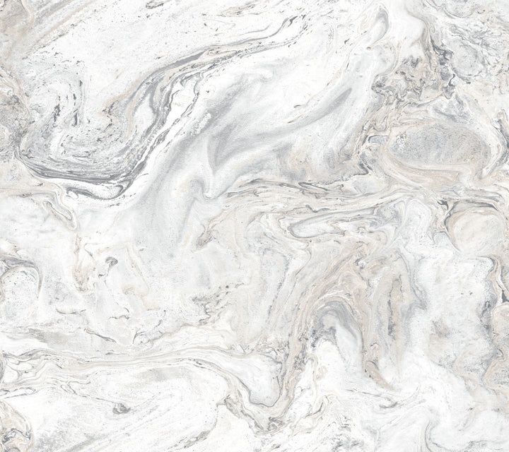 Oil & Marble White & Grey Peel & Stick Wallpaper by York Wallcoverings York Premium Peel + Stick Covers about 45 square feet 27-in by 20-ft long roll Peel & Stick 24 - Fabric Carolina -