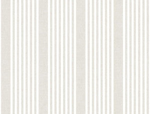 French Linen Stripe Off White Peel & Stick Wallpaper by York Wallcoverings