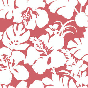 Hibiscus Arboretum Coral Peel & Stick Wallpaper by York Wallcoverings
