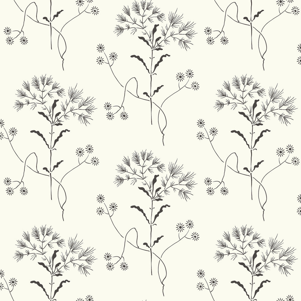 Magnolia Home Wildflower Black & White Peel & Stick Wallpaper by Magnolia Home York Premium Peel + Stick Covers about 34.2 square feet 20.5-in by 20-ft long roll Peel & Stick 10.25 - Fabric Carolina -