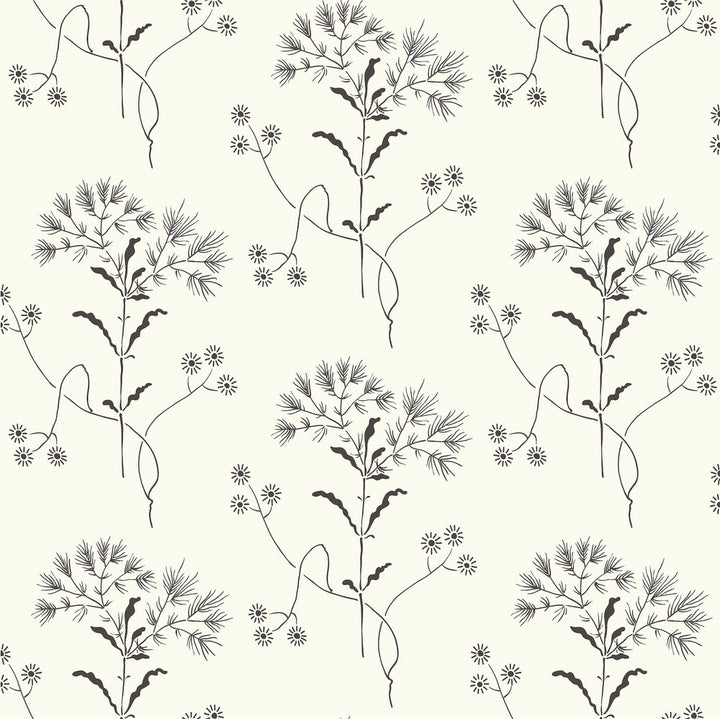 Magnolia Home Wildflower Black & White Peel & Stick Wallpaper by Magnolia Home York Premium Peel + Stick Covers about 34.2 square feet 20.5-in by 20-ft long roll Peel & Stick 10.25 - Fabric Carolina -