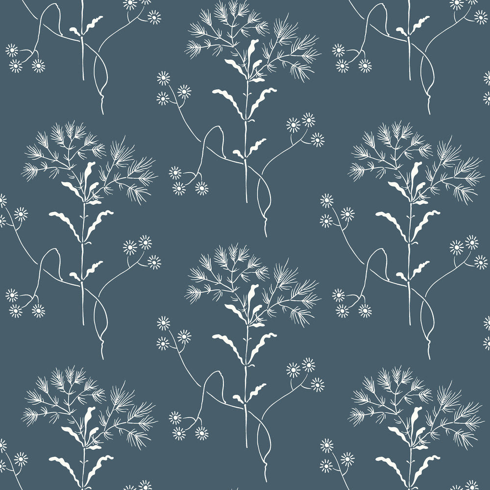 Magnolia Home Wildflower White & Blue Peel & Stick Wallpaper by Magnolia Home York Premium Peel + Stick Covers about 34.2 square feet 20.5-in by 20-ft long roll Peel & Stick 10.25 - Fabric Carolina -