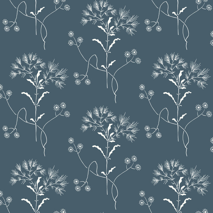Magnolia Home Wildflower White & Blue Peel & Stick Wallpaper by Magnolia Home York Premium Peel + Stick Covers about 34.2 square feet 20.5-in by 20-ft long roll Peel & Stick 10.25 - Fabric Carolina -