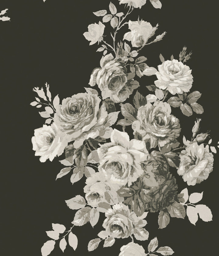 Magnolia Home Tea Rose Black & White Peel & Stick Wallpaper by Magnolia Home York Premium Peel + Stick Covers about 34.2 square feet 20.5-in by 20-ft long roll Peel & Stick 24 - Fabric Carolina -