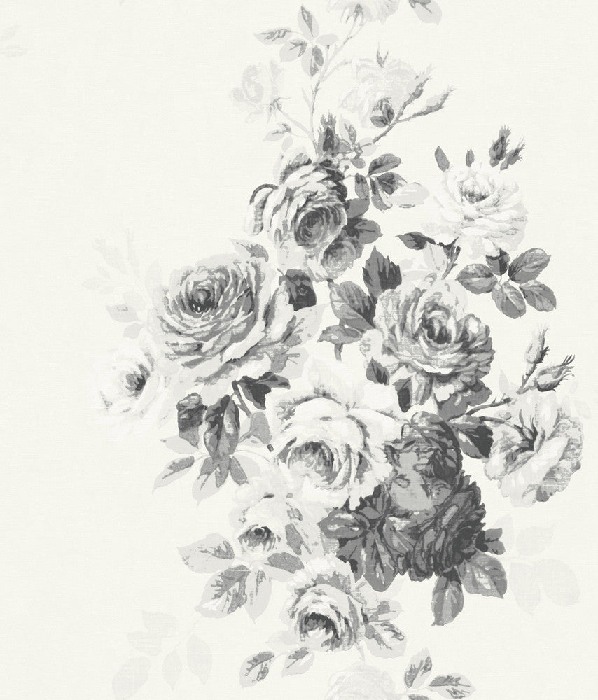 Magnolia Home Tea Rose White & Black Peel & Stick Wallpaper by Magnolia Home York Premium Peel + Stick Covers about 34.2 square feet 20.5-in by 20-ft long roll Peel & Stick 24 - Fabric Carolina -