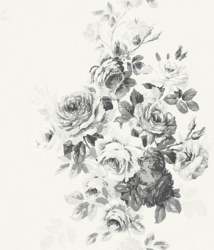 Magnolia Home Tea Rose White & Black Peel & Stick Wallpaper by Magnolia Home York Premium Peel + Stick Covers about 34.2 square feet 20.5-in by 20-ft long roll Peel & Stick 24 - Fabric Carolina -