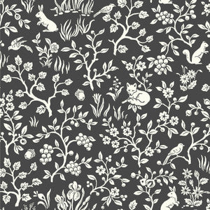 Magnolia Home Fox & Hare Black Peel & Stick Wallpaper by Magnolia Home