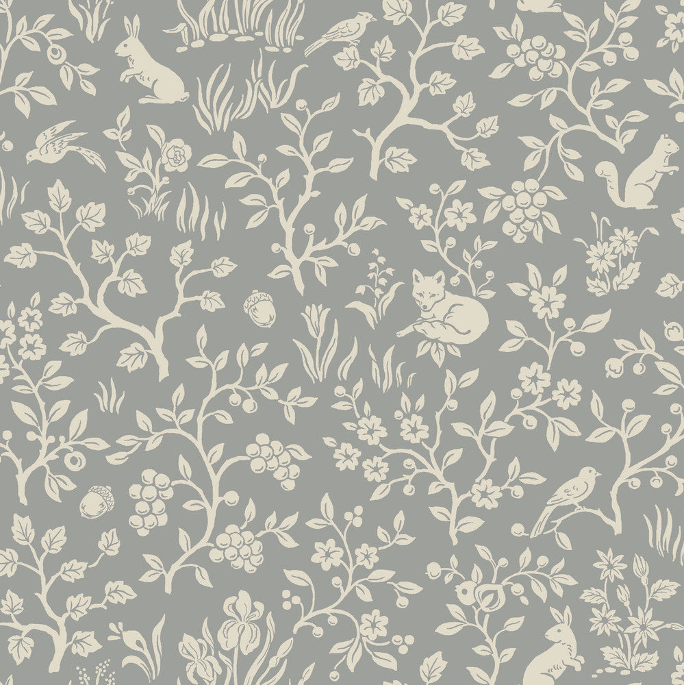 Magnolia Home Fox & Hare Grey Peel & Stick Wallpaper by Magnolia Home York Premium Peel + Stick Covers about 34.2 square feet 20.5-in by 20-ft long roll Peel & Stick 20.5 - Fabric Carolina -