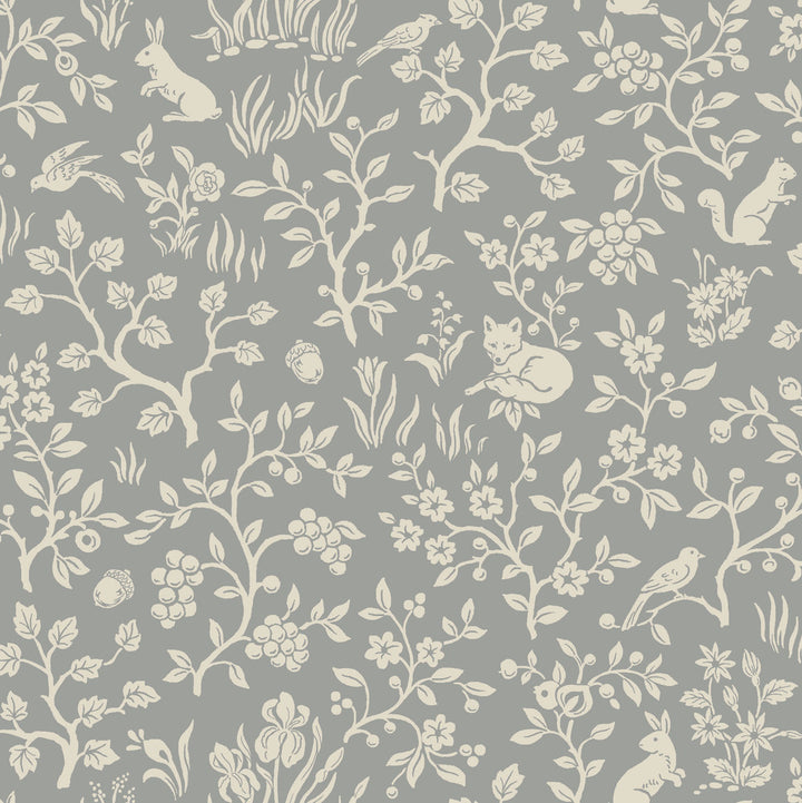 Magnolia Home Fox & Hare Grey Peel & Stick Wallpaper by Magnolia Home York Premium Peel + Stick Covers about 34.2 square feet 20.5-in by 20-ft long roll Peel & Stick 20.5 - Fabric Carolina -
