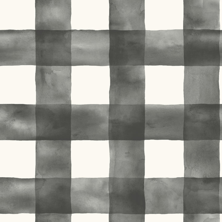 Magnolia Home Watercolor Check Black Peel & Stick Wallpaper by Magnolia Home York Premium Peel + Stick Covers about 34.2 square feet 20.5-in by 20-ft long roll Peel & Stick 20.5 - Fabric Carolina -