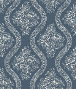 Magnolia Home Coverlet Floral Navy Peel & Stick Wallpaper by Magnolia Home