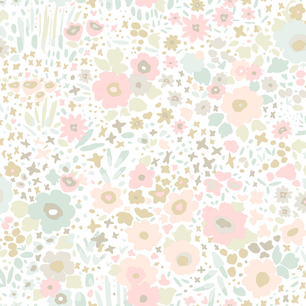 Posey Sidewall Pastel Peel & Stick Wallpaper by Dwell Studio York Premium Peel + Stick Covers about 34.2 square feet 20.5-in by 20-ft long roll Peel & Stick 20.5 - Fabric Carolina -