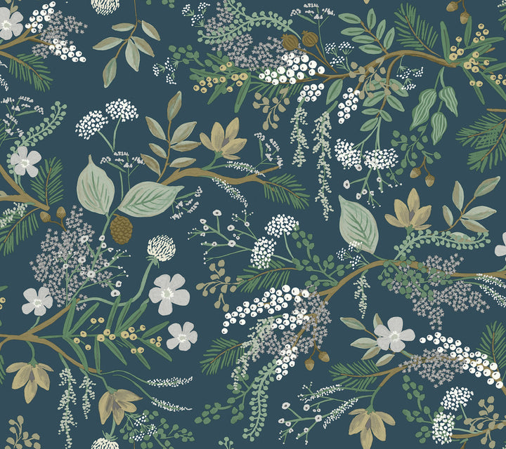 Juniper Forest Green Peel & Stick Wallpaper by Rifle Paper Co. Rifle Paper Co. Premium Peel & Stick Covers about 45 square feet 27-in by 20-ft long roll Peel & Stick 24 - Fabric Carolina -
