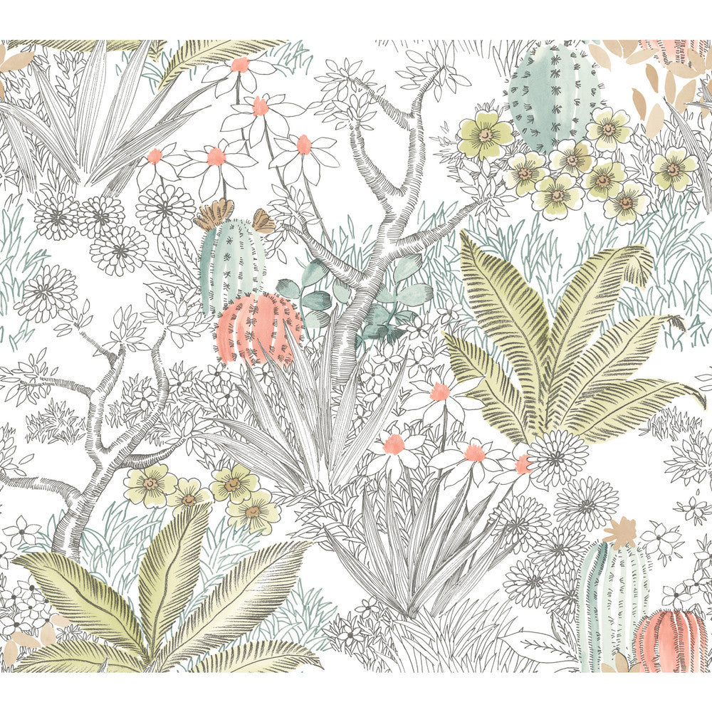Flowering Desert Grey Peel & Stick Wallpaper by York Wallcoverings York Premium Peel + Stick Covers about 45 square feet 27-in by 20-ft long roll Peel & Stick 24 - Fabric Carolina -