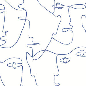 Pablo Portraits Blue Peel & Stick Wallpaper by York Wallcoverings