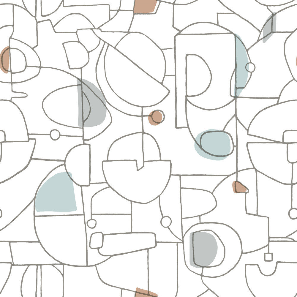 Fauvist Blue & Brown Peel & Stick Wallpaper by York Wallcoverings York Premium Peel + Stick Risky Business Vol. III Covers about 34.2 square feet 20.5-in by 20-ft long roll Peel & Stick 20.5 - Fabric Carolina -