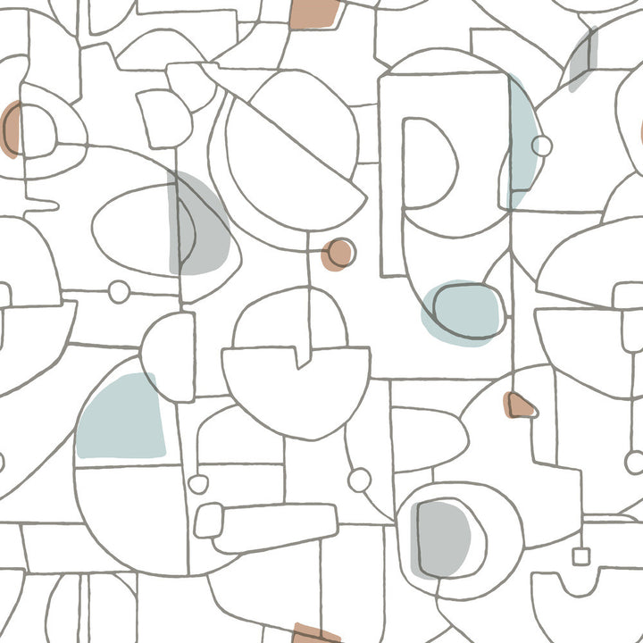 Fauvist Blue & Brown Peel & Stick Wallpaper by York Wallcoverings York Premium Peel + Stick Risky Business Vol. III Covers about 34.2 square feet 20.5-in by 20-ft long roll Peel & Stick 20.5 - Fabric Carolina -