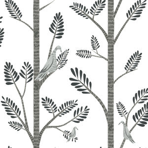 Aviary Branch Grey Peel & Stick Wallpaper by York Wallcoverings