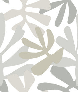 Kinetic Tropical Grey & Beige Peel & Stick Wallpaper by York Wallcoverings
