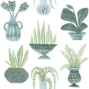 Plant Party Green Peel & Stick Wallpaper by York Wallcoverings