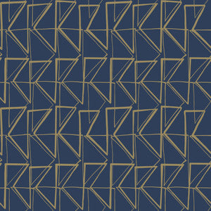Love Triangles Blue & Gold Metallic Peel & Stick Wallpaper by York Wallcoverings