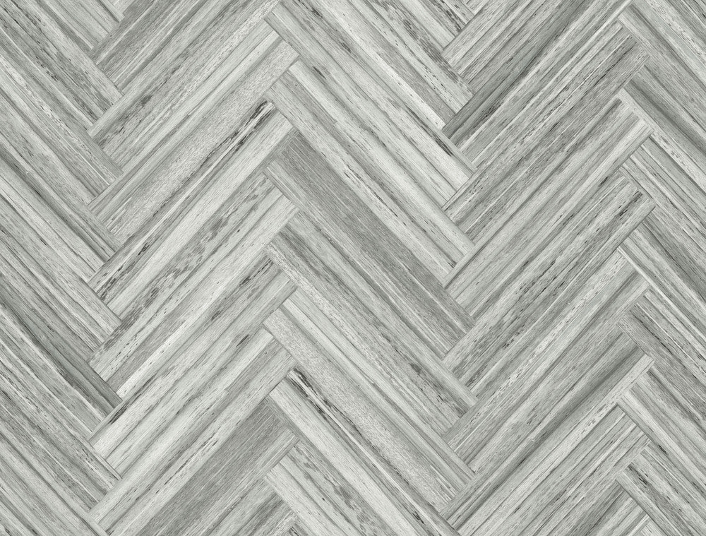 Hermosa Herringbone Grey Peel & Stick Wallpaper by York Wallcoverings Grasscloth, Wood & Stone Covers about 45 square feet 27-in by 20-ft long roll Peel & Stick 20.5 - Fabric Carolina -