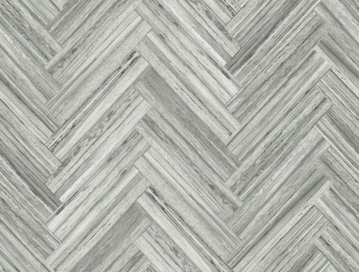 Hermosa Herringbone Grey Peel & Stick Wallpaper by York Wallcoverings Grasscloth, Wood & Stone Covers about 45 square feet 27-in by 20-ft long roll Peel & Stick 20.5 - Fabric Carolina -